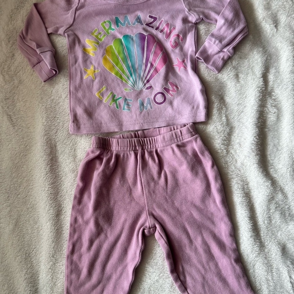The Children's Place Pink 'Mermazing Like Mom' Pajama Set with Rainbow Shell